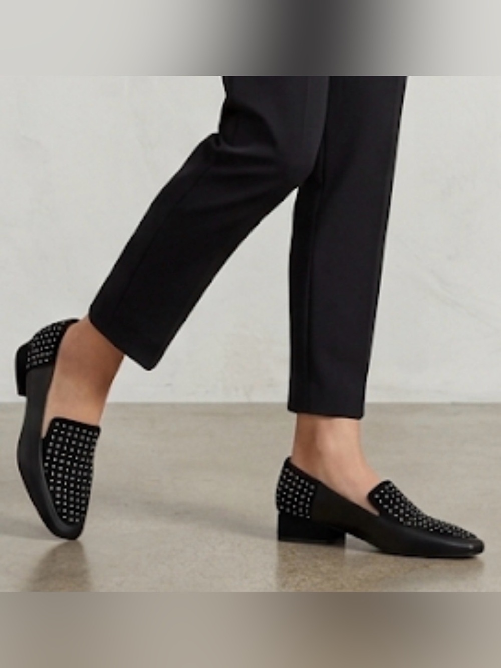 Nordstrom Donald Pliner black pointy nose, studded front/back high end shoes,6.5